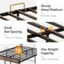 4ft6 Double Bed Frame with Storage Wooden Headboard, LED Light & Charging Station, Platform Metal Bed Frame Double with Underbed Storage, Strong Metal Slat Support Image 10