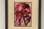 Large Contemporary Framed Abstract Floral Painting Statement Wall Art