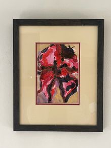 Large Contemporary Framed Abstract Floral Painting Statement Wall Art