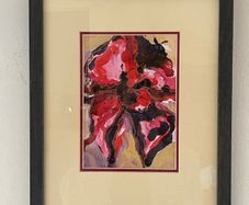 Large Contemporary Framed Abstract Floral Painting Statement Wall Art
