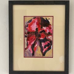 Large Contemporary Framed Abstract Floral Painting Statement Wall Art