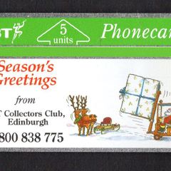 1991 United Kingdom 5 unit British Telecom  Christmas '91 Fork Lift Truck - BT Collectors Club (Landis & Gyr) Phone card