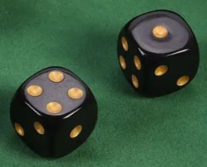 2 Pieces Round Corner Dice With Golden Dots For Tabletop Games, new, unopened.