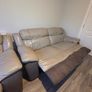 DFS Genuine Leather Recliner Sofa Suite and Footstool Image 5
