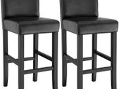 Set of 2 Bar Stools with Backrest Black  - Free Delivery Nationwide