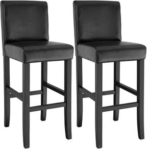 Set of 2 Bar Stools with Backrest Black  - Free Delivery Nationwide