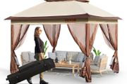 Patio Gazebo, 11 x 11 FT Pop up Gazebo for 8-10 Person, with Mosquito Netting, Metal Frame, and PU Coated 250D Oxford Cloth, Outdoor Canopy Shelter for Patio, Backyard, Lawn, Garden, Deck