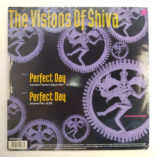 Visions Of Shiva - Perfect Day - Faze 2 Records - PIANO Trance BANGER! Quintessential Dublin CLASSIC! Condition: EXCELLENT!!