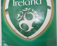 Ireland football poster signed by six ex players