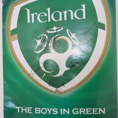 Ireland football poster signed by six ex players