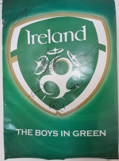 Ireland football poster signed by six ex players