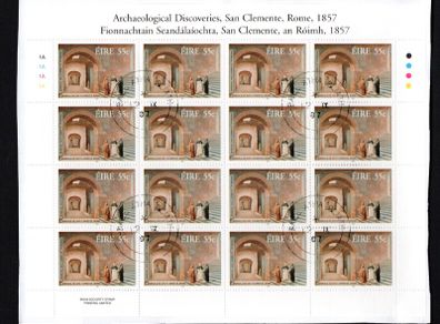 2007 Ireland 150th Anniversary of Archaeological Discoveries Commemorative Stamp Sheetlet Plate 1A1A1A1A Fine Used with Dublin cancel of 12th September 2007 (First day of issue)