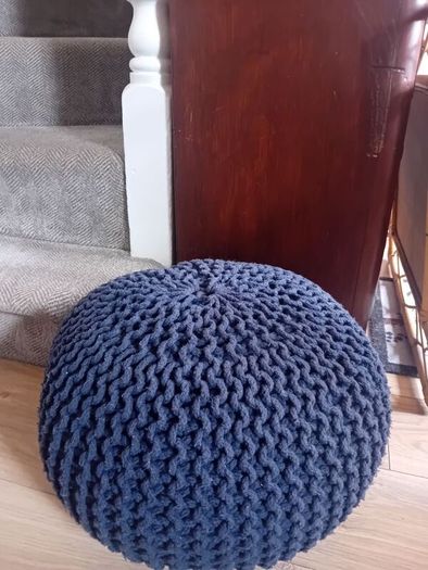 Navy knitted Footstool