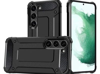 Black Shockproof Armour Case For Samsung Galaxy S23 Hybrid Back Cover