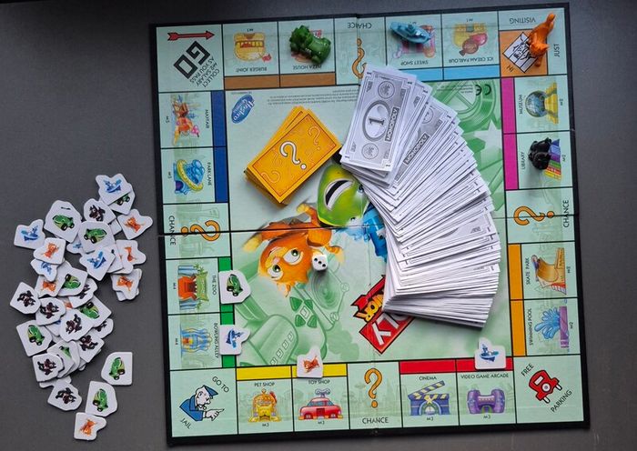 Kids Board & Arcade Games Bundle - Monopoly Junior, Domino Shuttle & Buzz Wire