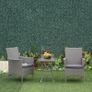 3PC Rattan Bistro Set 2 Armchair Glass Top Coffee Table Wicker Weave Furniture for Garden Outdoor Balcony Patio Image 4