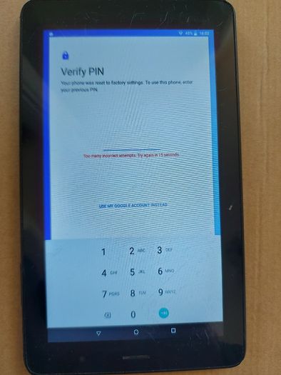 Alcatel 7 inch Tablet, pin locked, in very good condition
