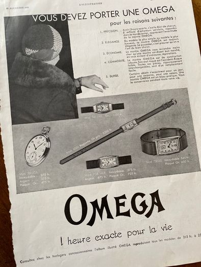 Antique French Omega Ad - 1931