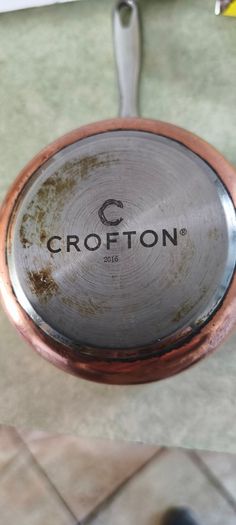 C CROFTON 20 / 16 stainless steel copper plated saucepan featuring internal volume measurement markings. .0.3 L.