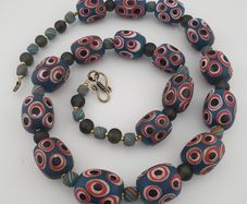 Antique Venetian Style Thousand Eye Glass Big Beads Necklace