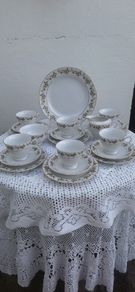 Vintage 21pce Fine Porcelain Teaset Yellow Floral & Gold Trim. 1970s- 1980s