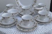 Vintage 21pce Fine Porcelain Teaset Yellow Floral &amp; Gold Trim. 1970s- 1980s