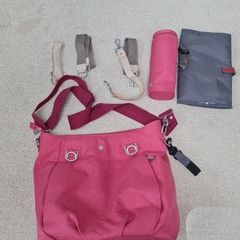 Lassig Green Label Mix 'n Match Nappy Bag in strawberry pink.
