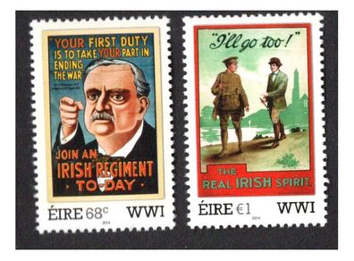 2014 Ireland World War 1 Posters Commemorative Stamps Mint Never Hinged (MNH)
