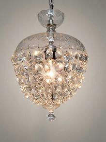 Vintage Cut Glass Basket Pendant Chandelier