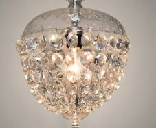 Vintage Cut Glass Basket Pendant Chandelier