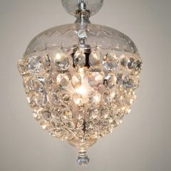 Vintage Cut Glass Basket Pendant Chandelier