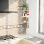 Corner Shelf Wall Mounted, 4 Tier Cat-shaped Corner Shelves Rustic Wood Floating Shelf Metal Corner Stand for Living Room Bedroom Kitchen Office and More White Image 5