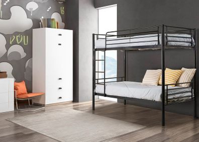 Metal Single Bunk Bed Frame Black - Free Delivery