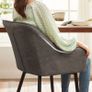 Set of 2 Grey Dining Chairs with Armrests Quilted PU Upholstered Kitchen & Dining Room Chairs Image 4