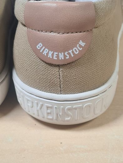 Womens BIRKENSTOCK BARRIE SAND canvas slip on shoes trainers beige brown Size UK 5 EU 38 boys girls unisex BRAND NEW BOXED