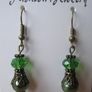 Green Drop Dangle Bronze Plated Fashion Earrings India  / dark olive Image 2