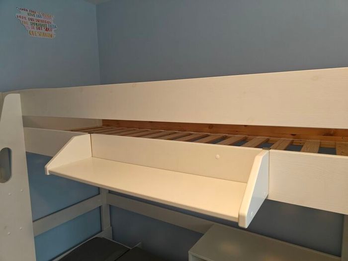STOMPA Loft Bed with Pullout Single Bed, Storage & Shelf