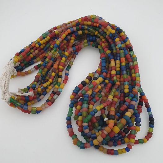 Vintage African Style MultiColor 4-5.5mm Glass Beads Necklace Strands