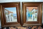 Pair of small signed oil painting