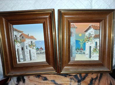 Pair of small signed oil painting