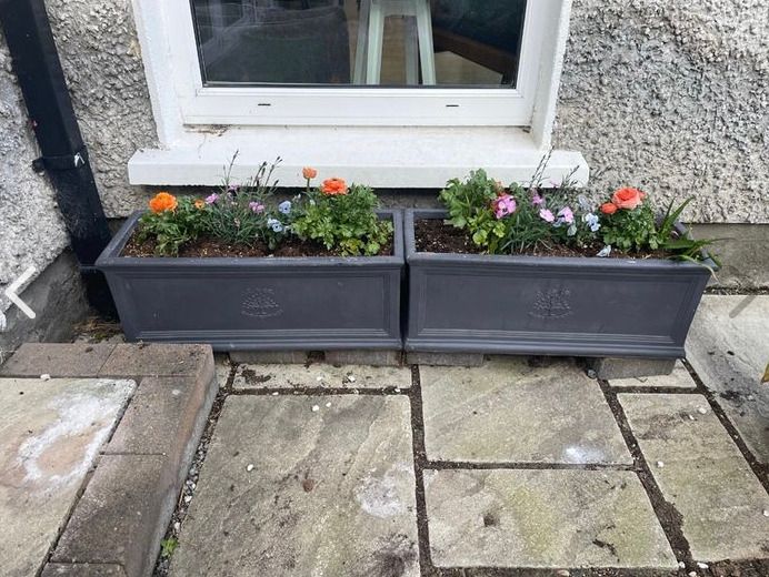 Grey JC & Co Rectangular Trough Flower Pots- 2 available