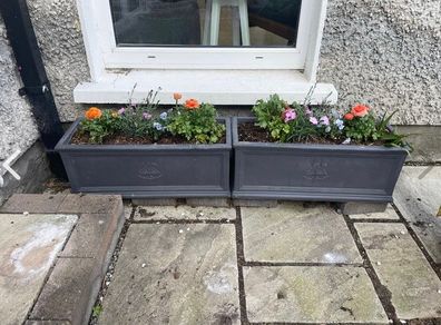Grey JC & Co Rectangular Trough Flower Pots- 2 available