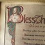 Vintage hand painted calligraphic "Bless This House" framed bespoke  picture, religious devotional item 1950s 1960s prop Image 3