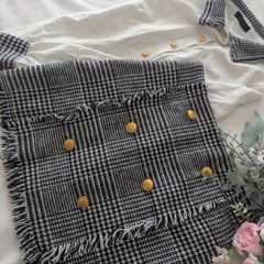 skirt & shirt set Trends Contrast Panel Blouse & Double Breasted  Twee d Skirt set, elegant shirt and skirt xs /S