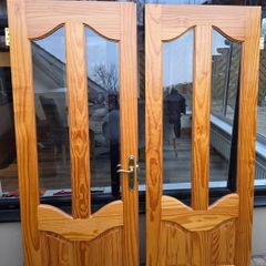 Double interior doors with glass panels