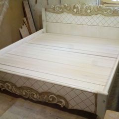 Bed, bedside stands, cabinet