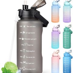 Sports Water Bottles 2L BPA Free, Motivational Drinking Water Bottle with Straw, Gym Water Bottle with Time Marking, Portable Leak Proof Cantee Bottle 2 Liter Water Jug for Women Men