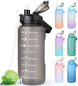 Sports Water Bottles 2L BPA Free, Motivational Drinking Water Bottle with Straw, Gym Water Bottle with Time Marking, Portable Leak Proof Cantee Bottle 2 Liter Water Jug for Women Men