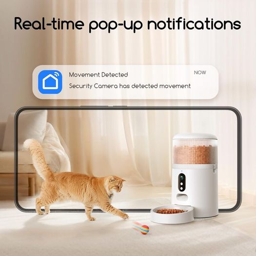 Automatic Cat Feeder with Camera, 3MP HD Video with Night Vision, 5G/2.4G WiFi Cat Feeder with APP Control, 2-Way Audio, Low Food Sensor, Motion Alerts for Cats and Dogs