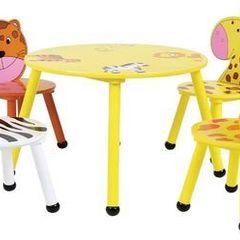 Charles Bentley Wood Safari Table & Chairs 4 Chairs Set Childrens Furniture